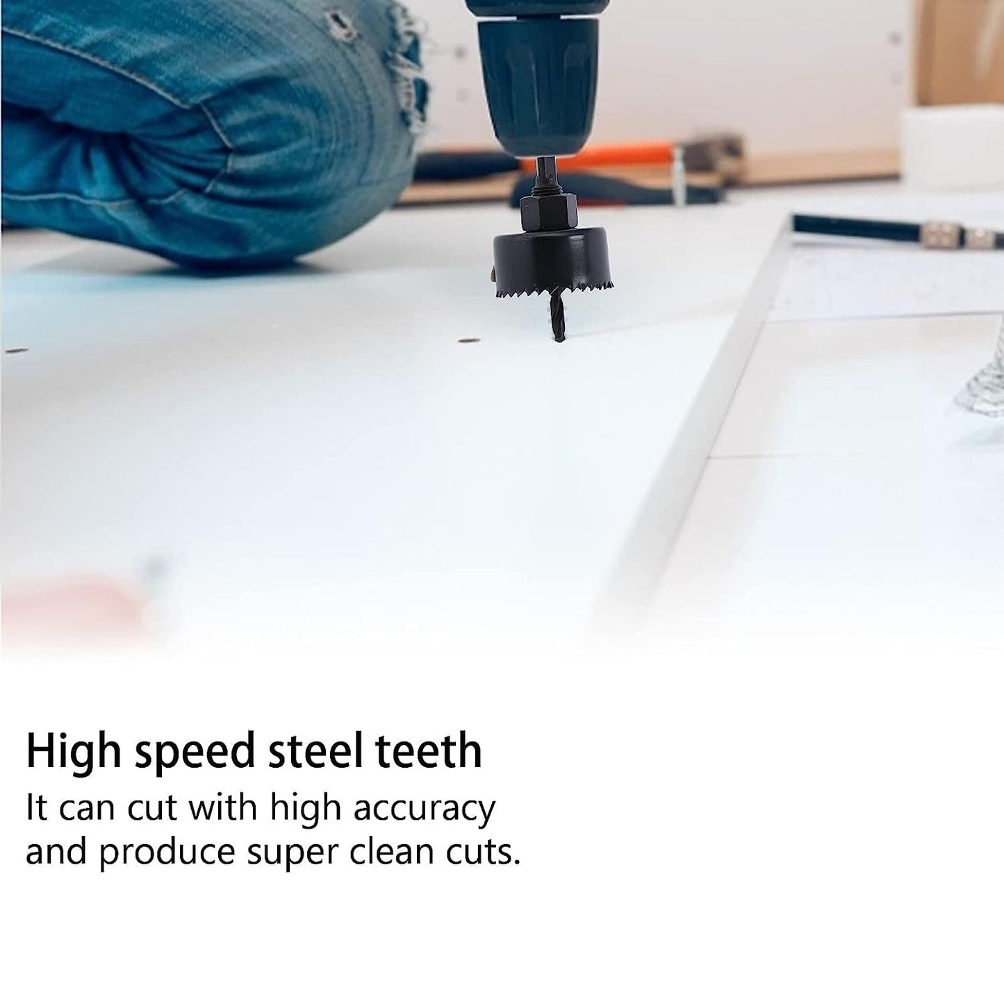 Drill Hole Cutter, Carbon Steel High Accuracy Incisive Hole Saw for Cutting PCV for Cutting Plastic for Cutting Wood Hole Saw Kit (18 Pcs Set) Your Brand