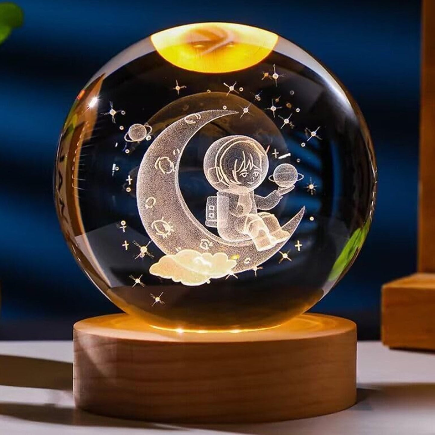 3D Crystal Ball lamps With Base (1 Pc / Mix Design) Your Brand