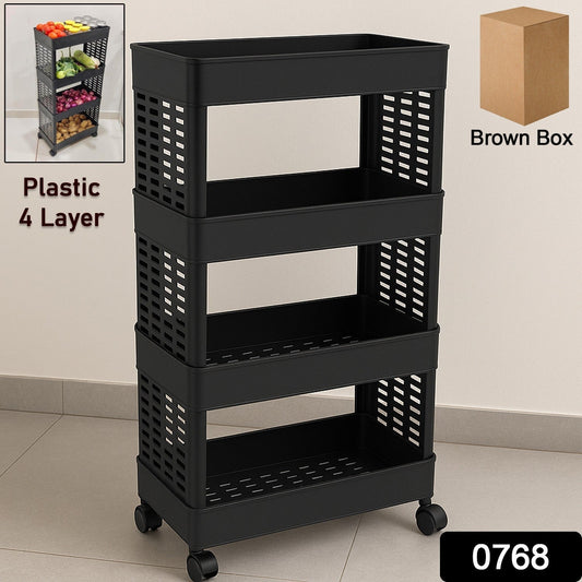 4-Layer Plastic Storage Rack with Wheels Your Brand