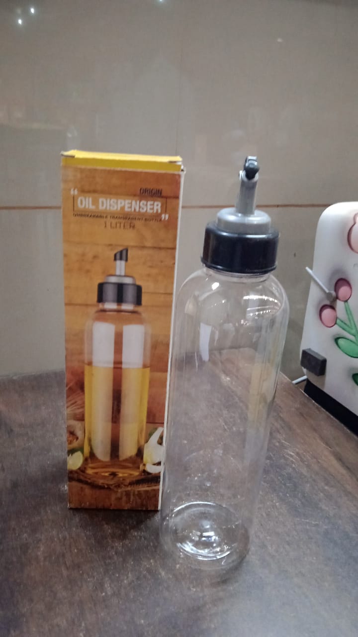 1L Oil Dispenser with Lid & Drip-Free Spout (Plastic) Your Brand