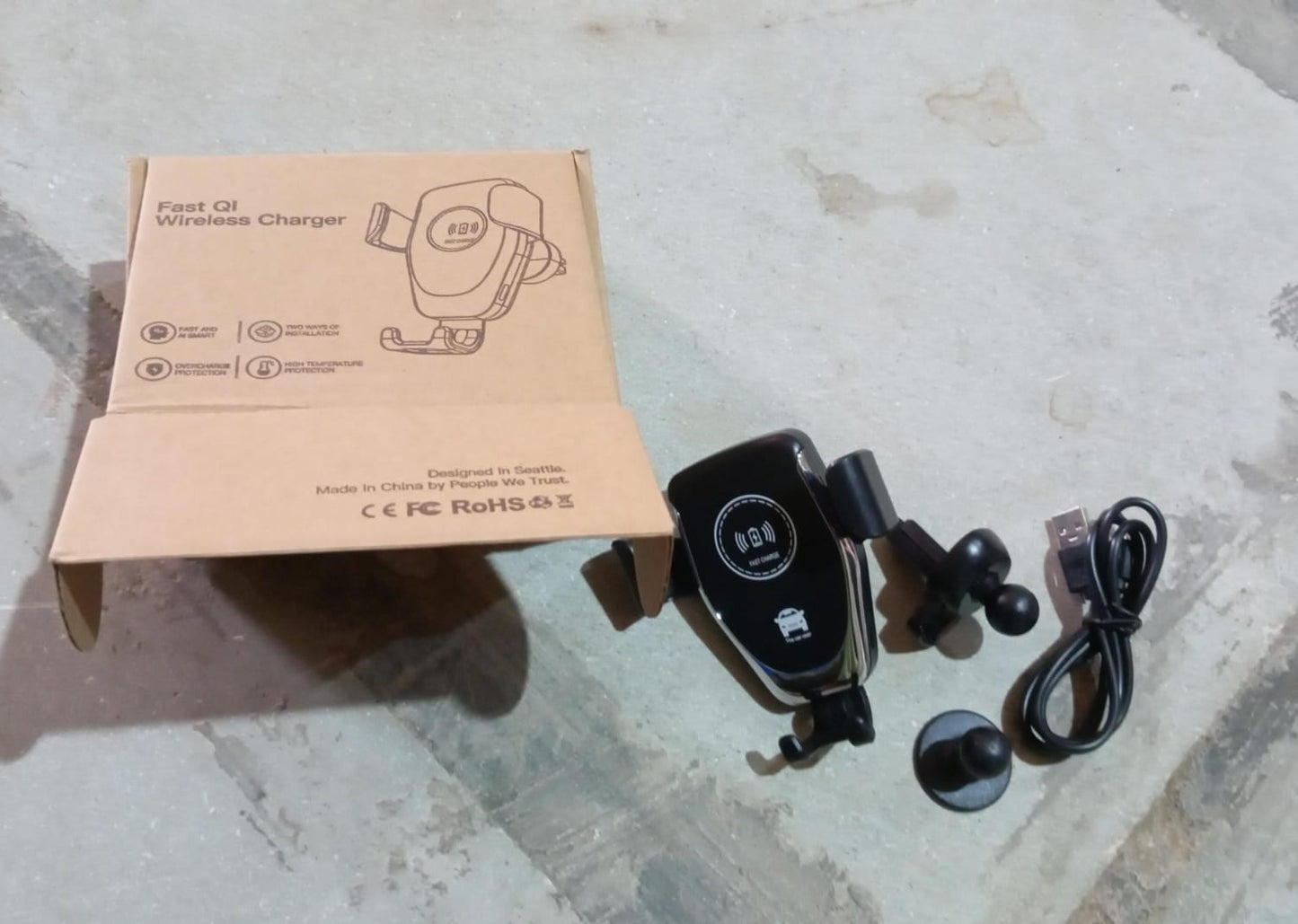 Car Phone Holder Wireless Car Charger 10W Qi Fast Charging Car Charger Gravity Auto Clamping 360° Rotation Air Vent Car Mount Holder Your Brand