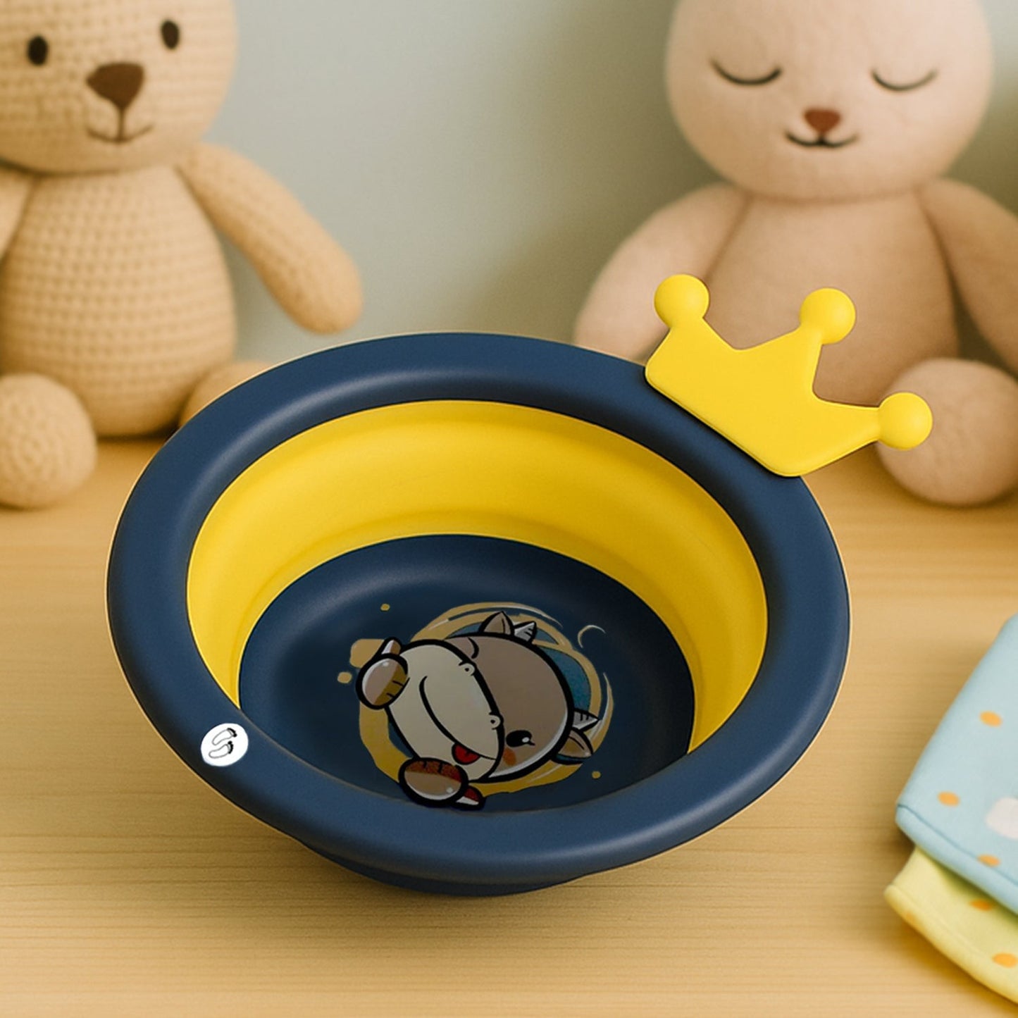 Cartoon Shape Wash Basin, Space Saving Multi Function Foldable Baby Wash basin Easy Clean Lightweight Thicken for Washing Face for Home (33x31 Cm / 1 pc) Your Brand