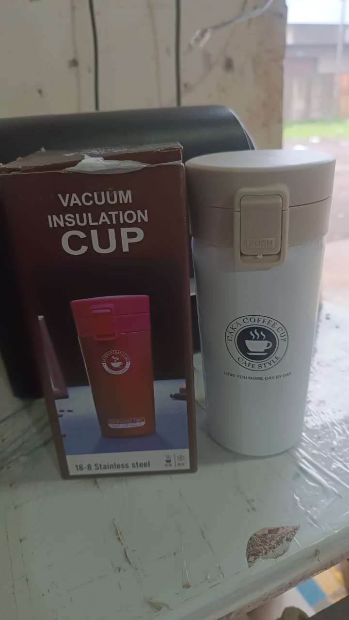 Stainless Steel Vacuum Insulated Coffee Flask with Flip Lock Lid (400ML / 1 Pc) Your Brand