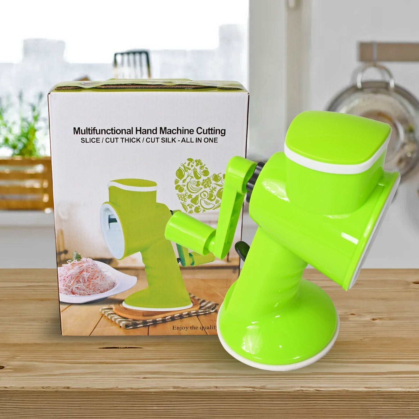 6 in 1 Multi functional Vegetable Cutter & Slicer Hand Machine Cutting, Slice, Cut Thick, Cut Silk All in one βVegetable Chopper Cutter & Slicing Cutter Barrel - Vegetable Grater with 6 Removable Blades Your Brand
