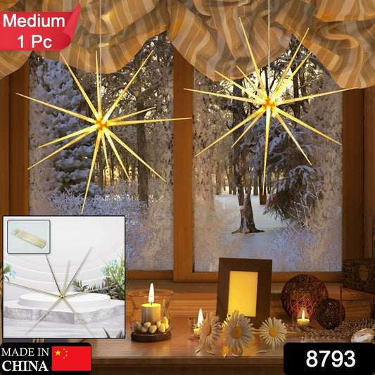 3D Gold Star Hanging Decoration Star, Acrylic Look Hanging Luminous Star for Windows, Home, Garden Festive Embellishments for Holiday Parties Weddings Birthday Home Decoration (Medium) Your Brand
