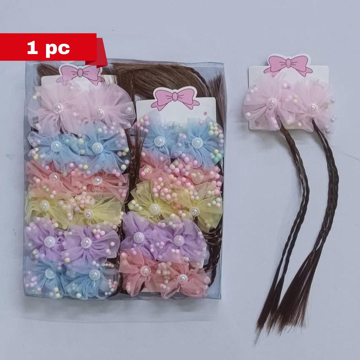 Charming Multicolour Flower Long Tail Hairpin - Elegant Bow Fringe Hair Clip for Girls