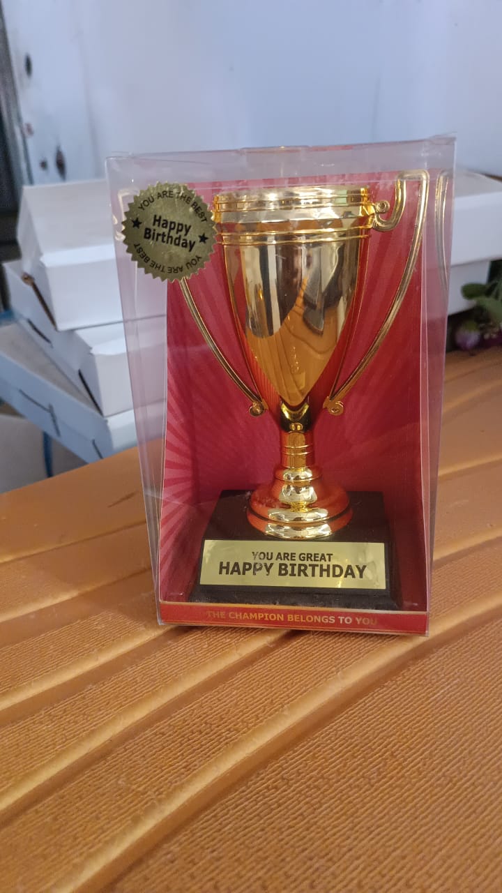 Golden Birthday Trophy – “You Are Great Happy Birthday” Plastic Award with Base Your Brand