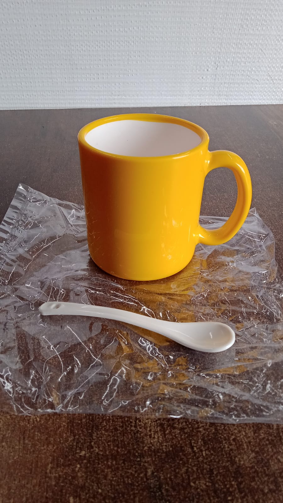 Elegant Ceramic Mug with Matching Spoon Your Brand