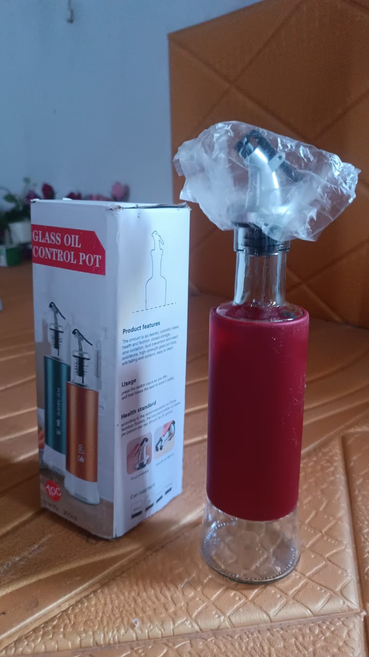 Glass Oil Dispenser with Plastic Covering, Oil and Vinegar Bottle (300 ml) Your Brand