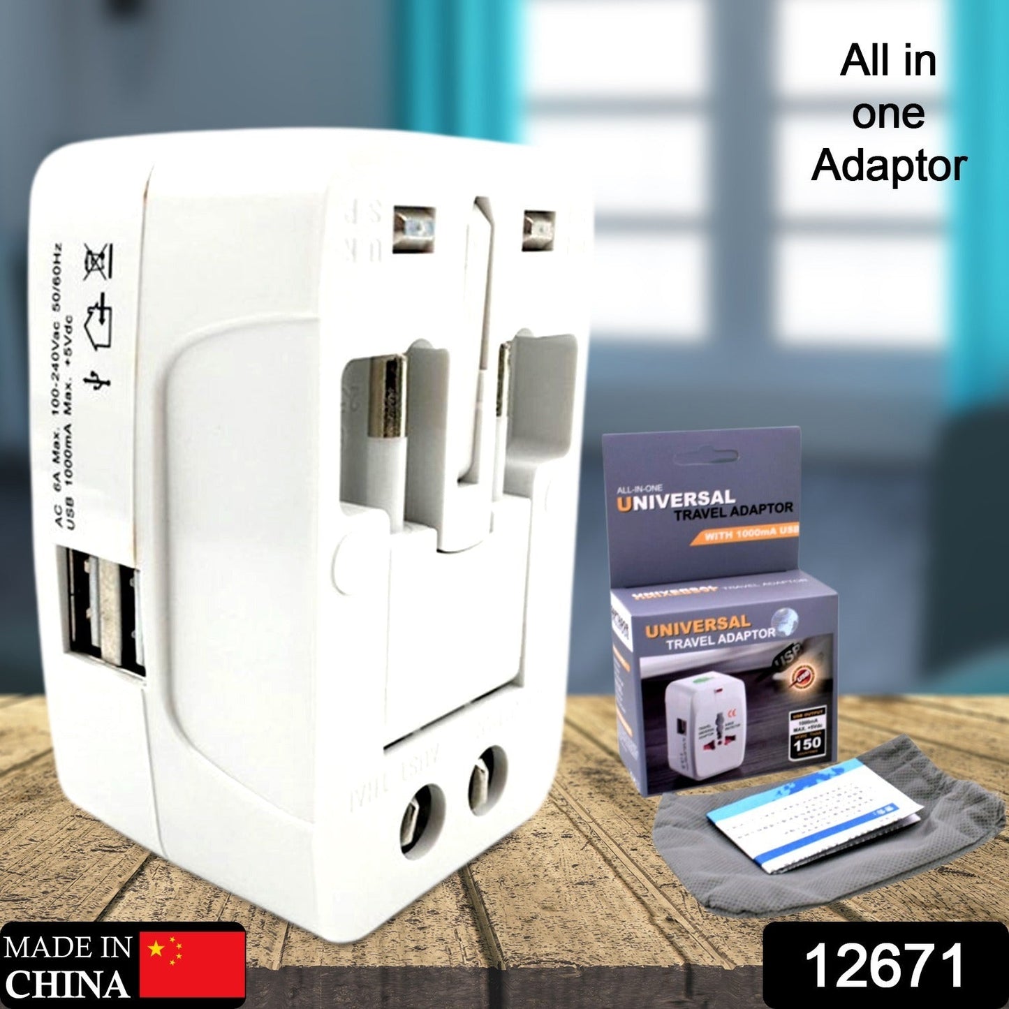 All-in-One Universal Worldwide Travelling AC Adaptor Plug (AU / UK / US / EU) International Power Charger Electric USB Power Plug Socket Adapter Converter (1 Pc) Your Brand