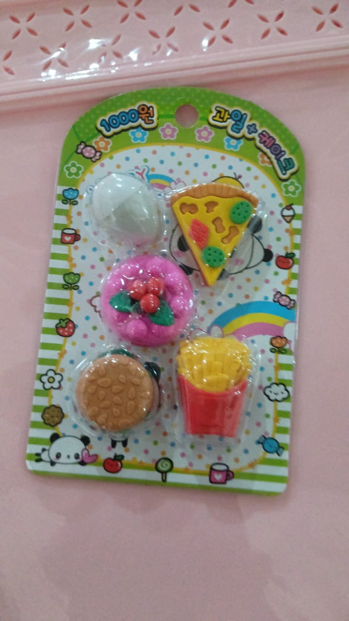 3D Food-Shaped Colorful Eraser Set – Cute Novelty Mini Erasers for Kids (5 Pc Set) Your Brand