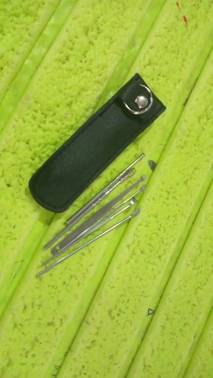 6-in-1 Ear Wax Cleaner- Resuable Ear Cleaning Tools Leather Pouch Your Brand