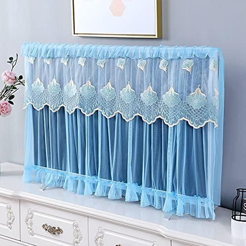 Elegant 28-32 inch TV dustproof cover in blue with lace trim for home decor