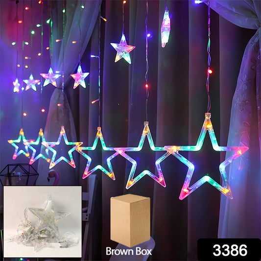 12 Stars LED Curtain String Lights with 8 Flashing Modes for Home Decoration, Diwali & Wedding LED Christmas Light Indoor and Outdoor Light ,Festival Decoration (Multicolor / With Box) Your Brand