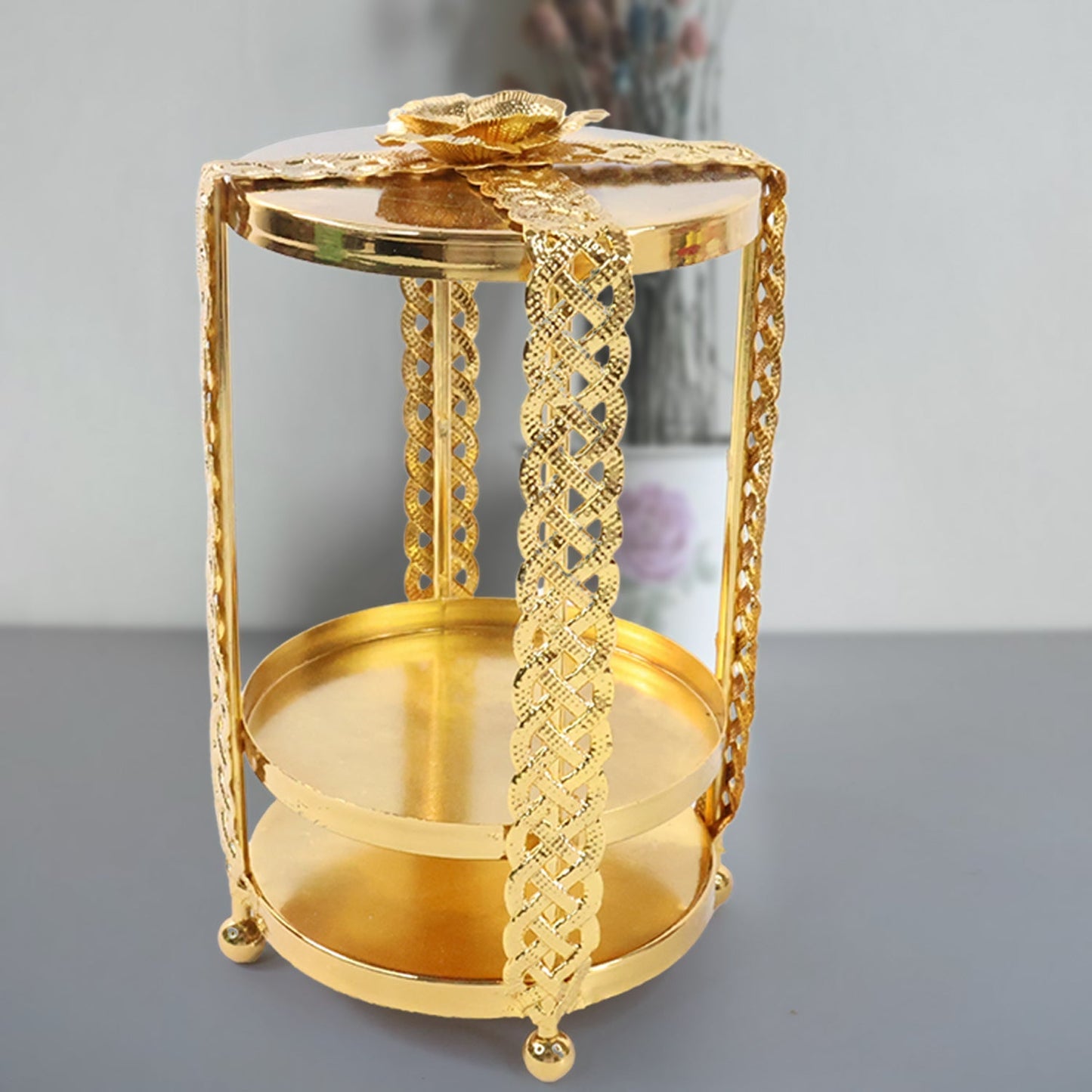 Multipurpose Golden Metal Candle Stand showpiece (1 Pc) Your Brand