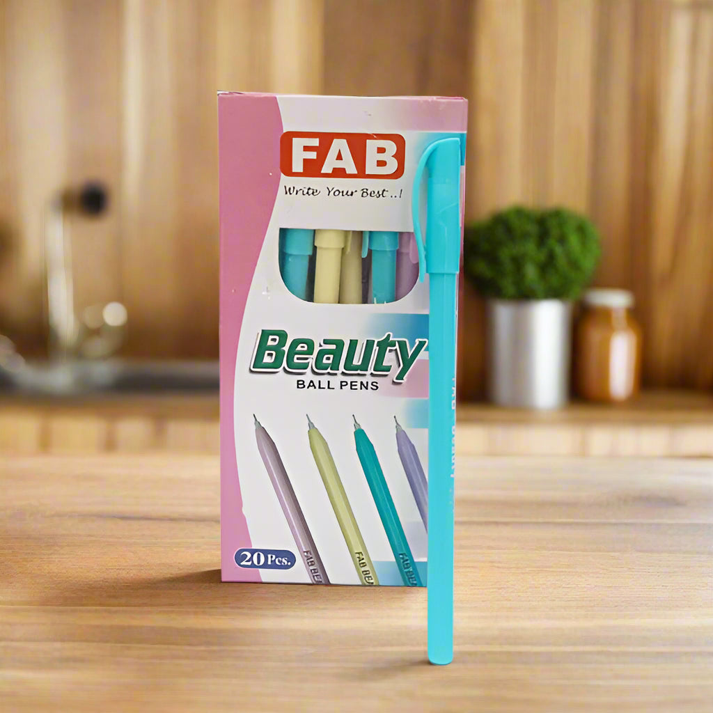 AM5225 FAB Beauty Ball Pens (Pack of 20, Ink Color - Blue)