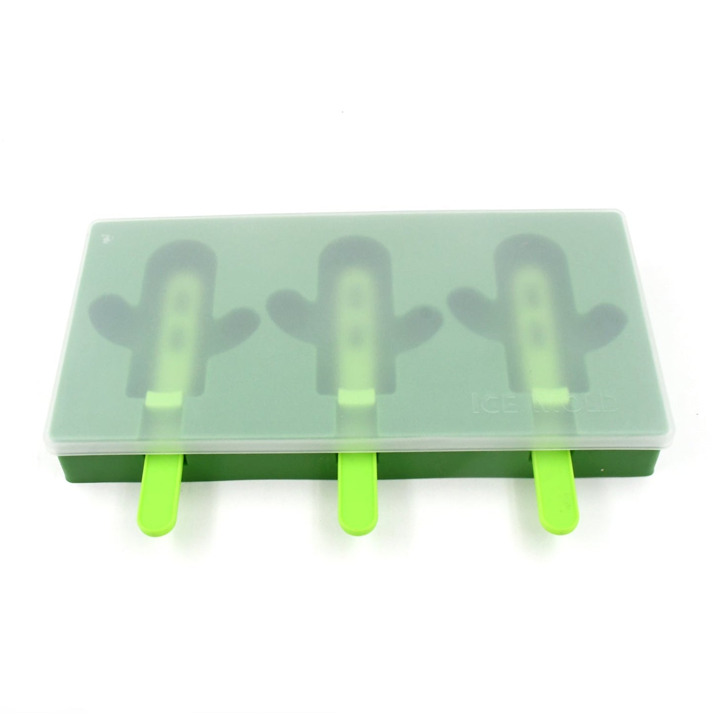Ice Cream Mould sicle Mold, Cactus Shape Ice  Molds Homemade sicle for DIY Ice sicle, 3-Cavity Summer Food Kitchen Tools (1 Pc) Your Brand