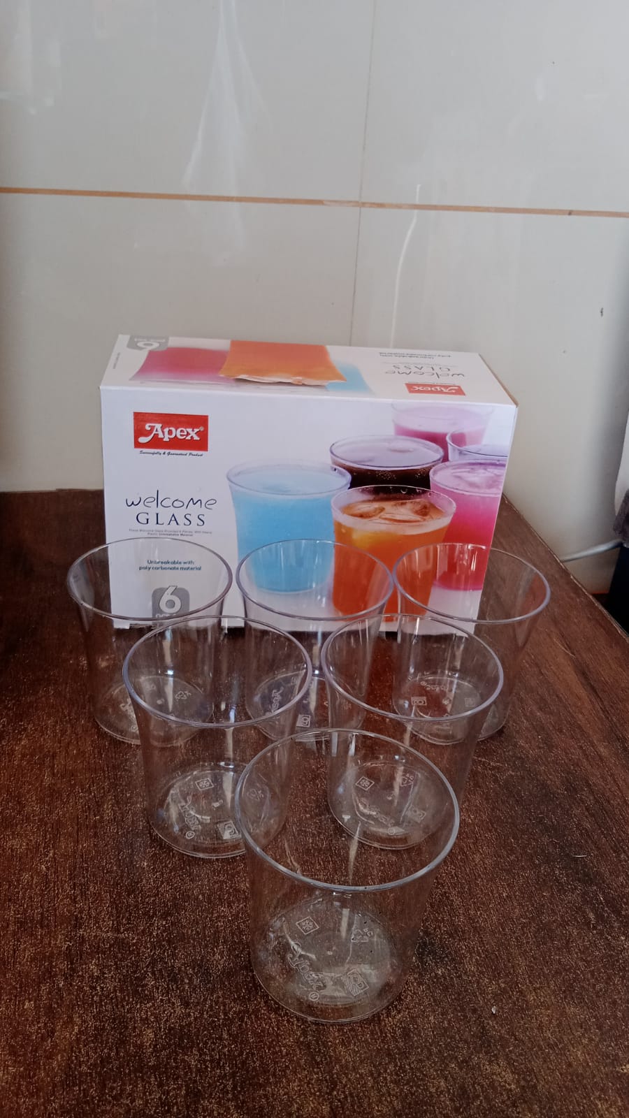 Apex Welcome Plastic Glass Set for Daily Use – Set of 6 Your Brand