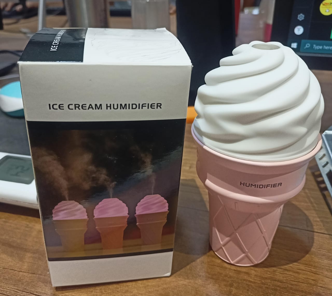 Ice Cream Cone Shape Air Freshener Humidifier (1Pc / Pink) Your Brand