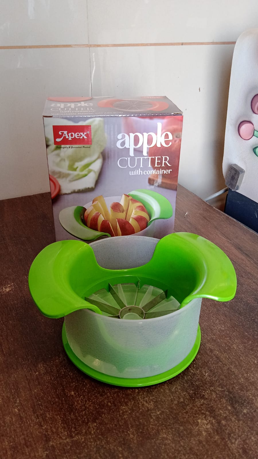 Apex Apple Cutter with Container – Unbreakable ABS Body & Stainless Steel Blades Your Brand