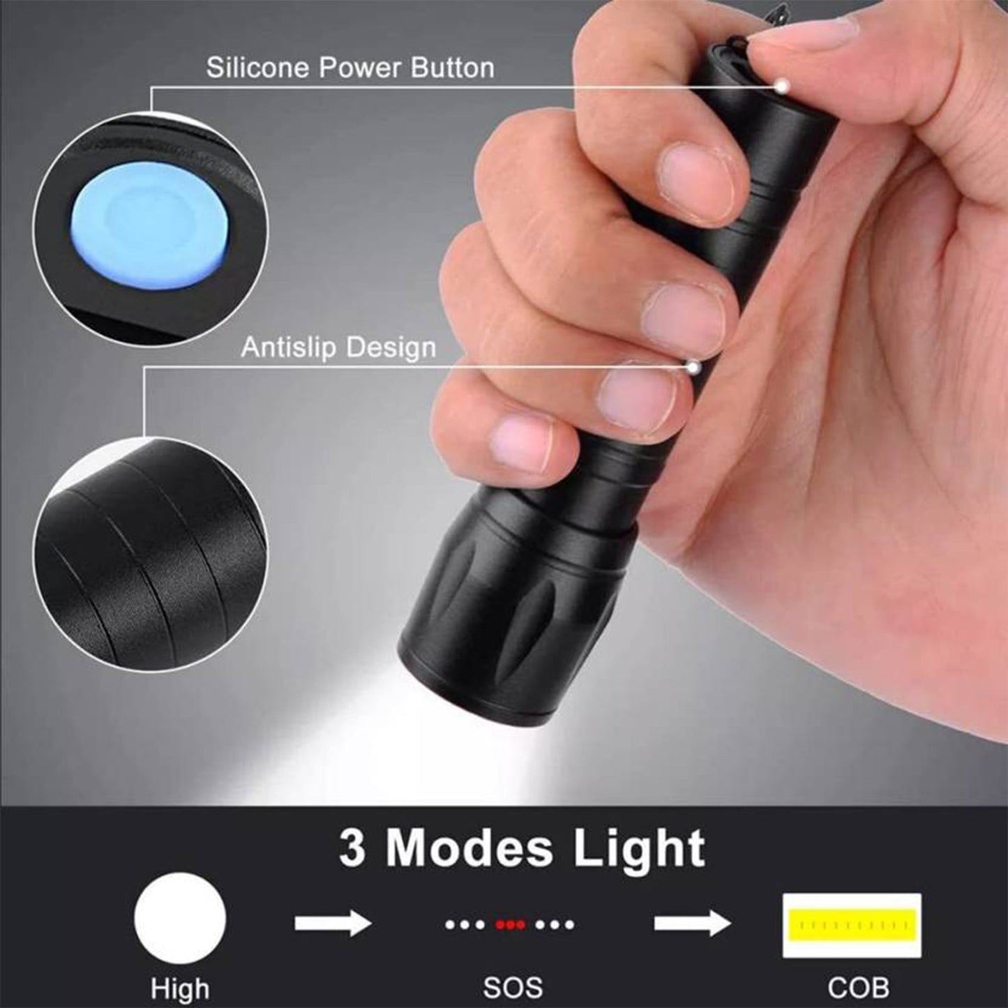 LED USB Rechargeable Mini Flashlight – Ultra-Bright Zoom & COB Side Lantern, Tactical Emergency Light Your Brand