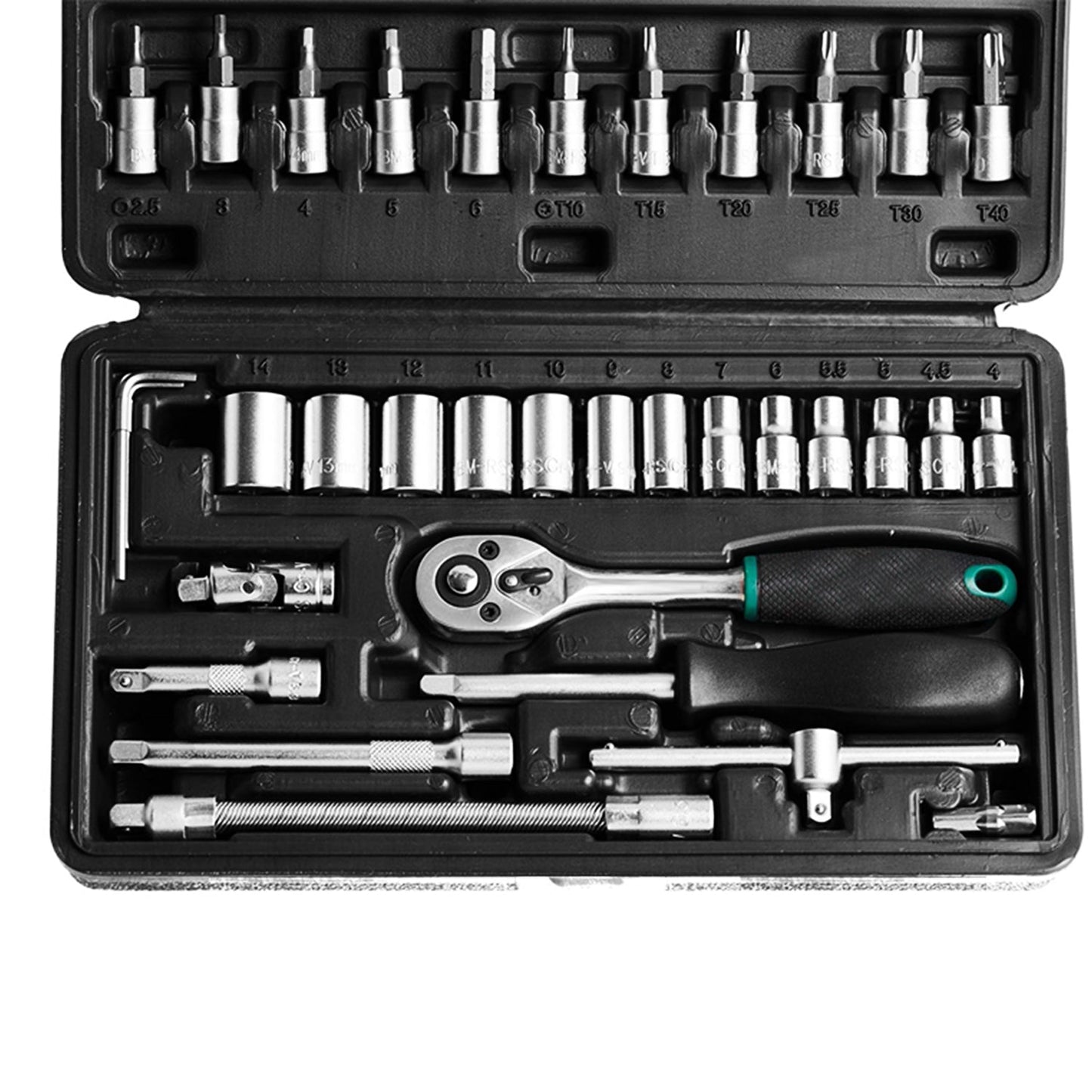 46pcs Metal 1 / 4"" Socket Set (Black, 46pcs) Your Brand
