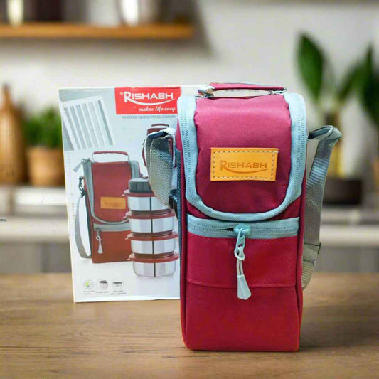 Rishabh Steel Bite 4 Container Lunch Box WIth Lunch Bag