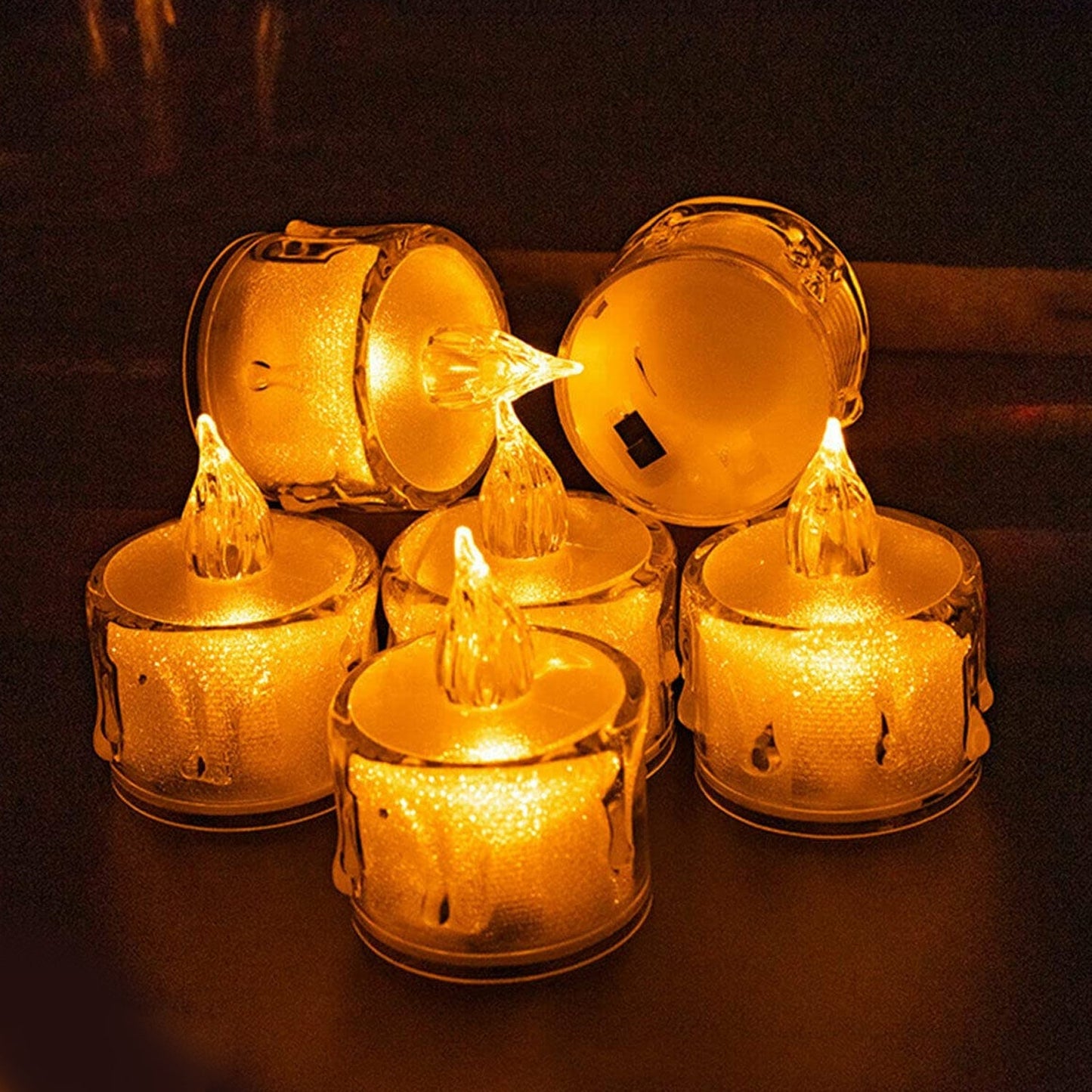 12 Pcs Flameless and Smokeless Decorative Acrylic Candles Transparent Led Tea Light Candle for Gifting, House, Diwali, Christmas, Festival, Events Decor Candles, Diwali Your Brand