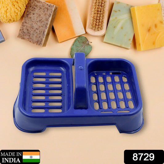 2in1 Plastic Soap Case, Dual Section Soap Holder for Bathroom or Kitchen Sink ,Sabudani(1 Pc / Multicolor) Your Brand