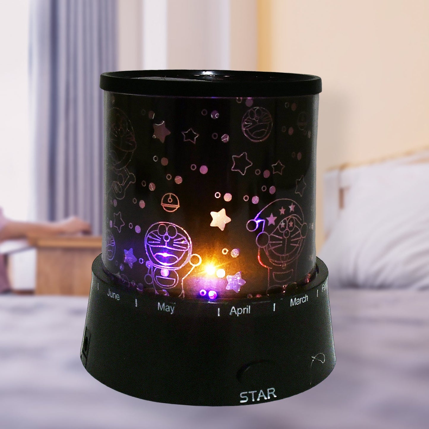 LED Projector Night Light Amazing Lamp, 3 Battery operated lamps, Rotation With the music Function, Master for Kids Bedroom Home Decoration Night Romantic Gift (Battery Not Included / 1 pc) Your Brand