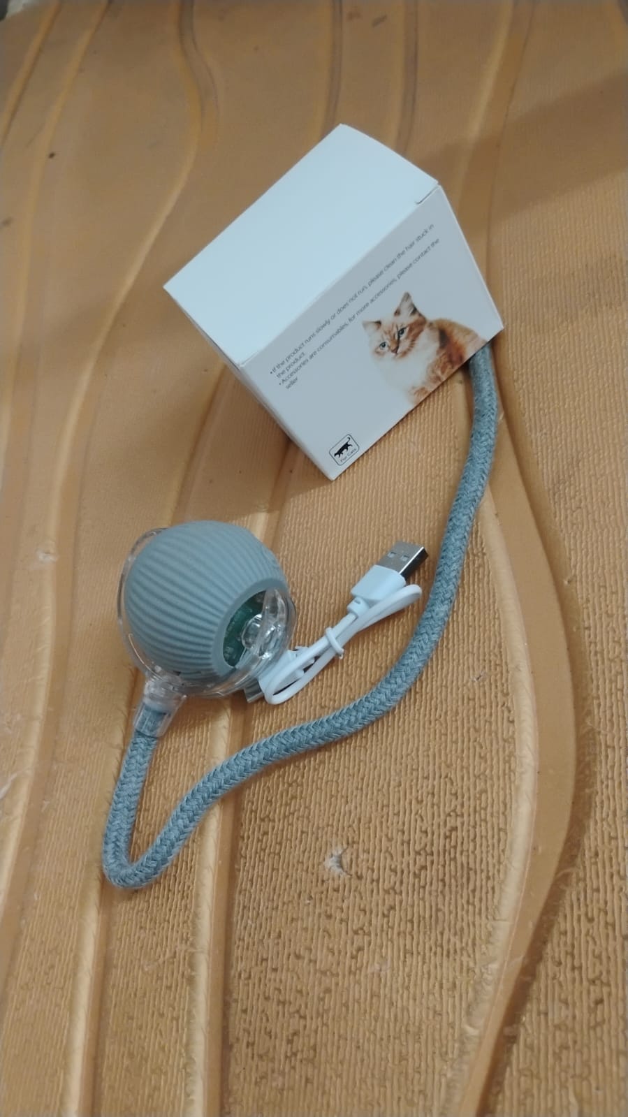 Rechargeable Interactive Cat Toy Ball with Detachable Braided Tail and LED Light (1 Pc) Your Brand