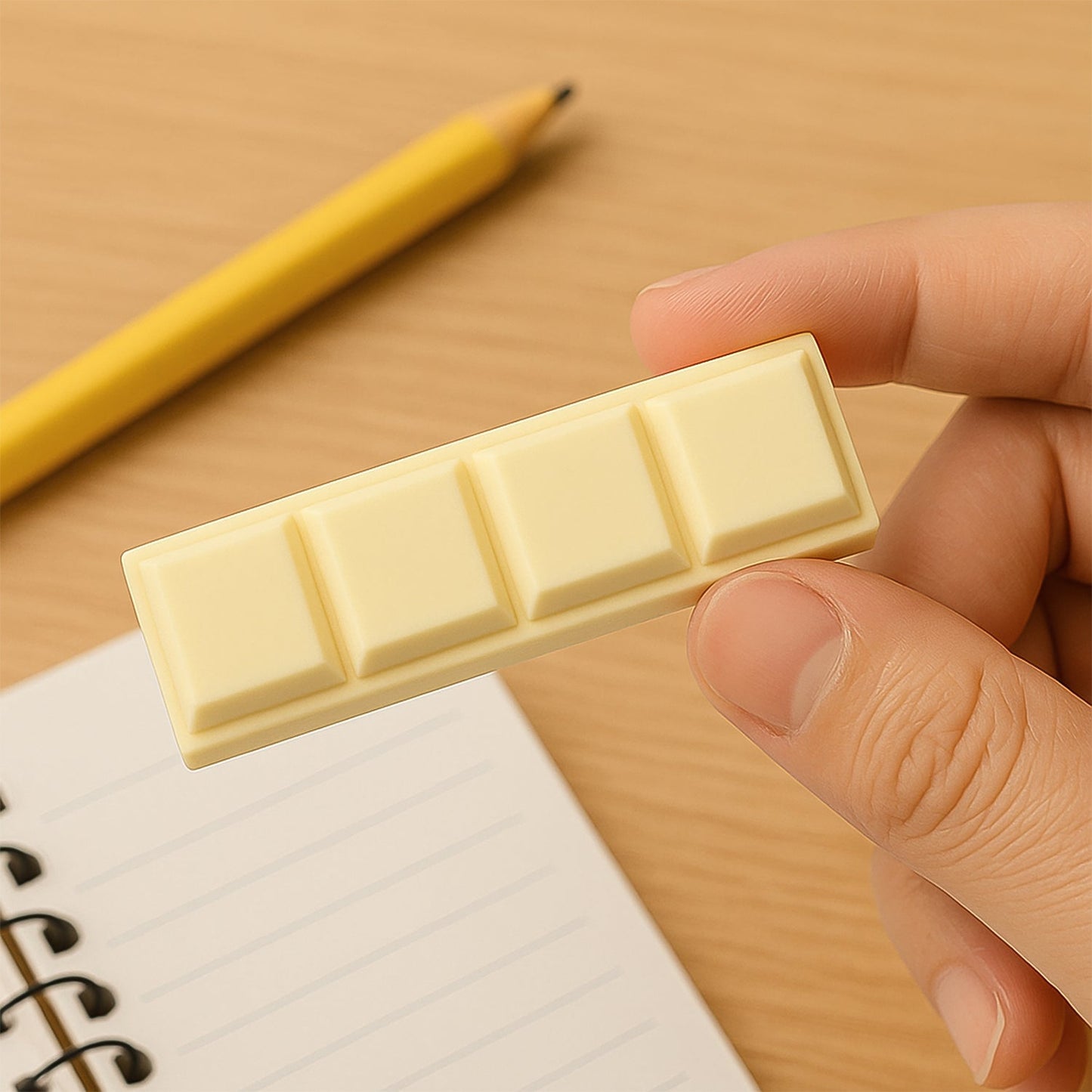 3D Chocolate Shaped Erasers Soft Pencil Erasers Supplies for Office School Students Drawing Writing Classroom Rewards for Return Gift, Birthday Party, School Prize (1 Pc 4 grid) Your Brand