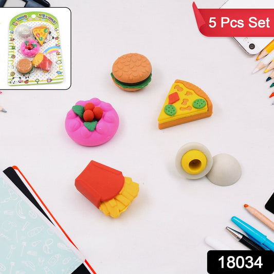 3D Food-Shaped Colorful Eraser Set – Cute Novelty Mini Erasers for Kids (5 Pc Set) Your Brand