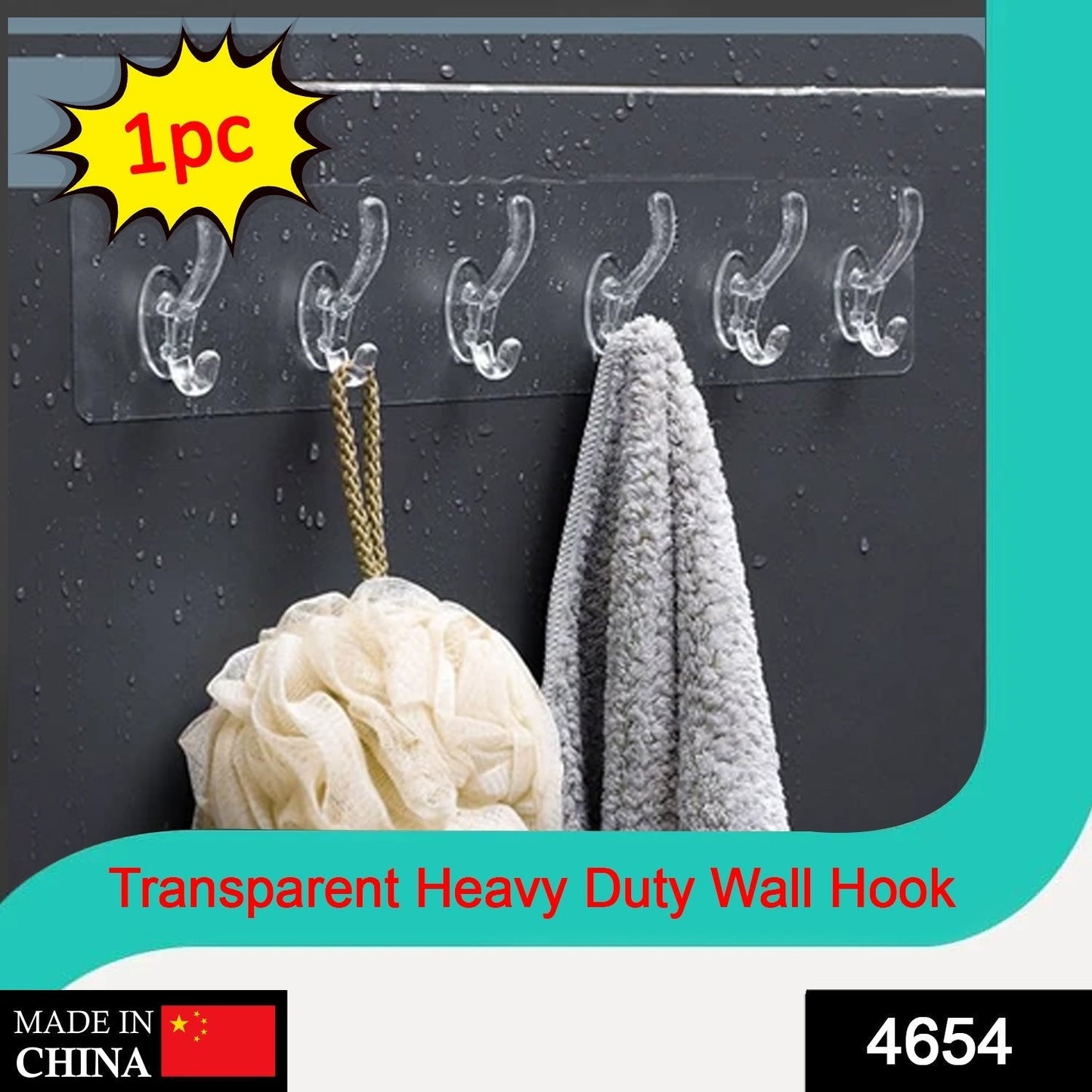 Adhesive Golden & Transparent Heavy Duty Wall Hook Your Brand