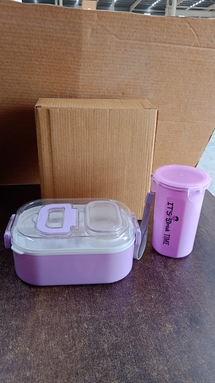 Multi-Functional 1 Set Leakproof Lunch Box with Cutlery & Tumbler Your Brand