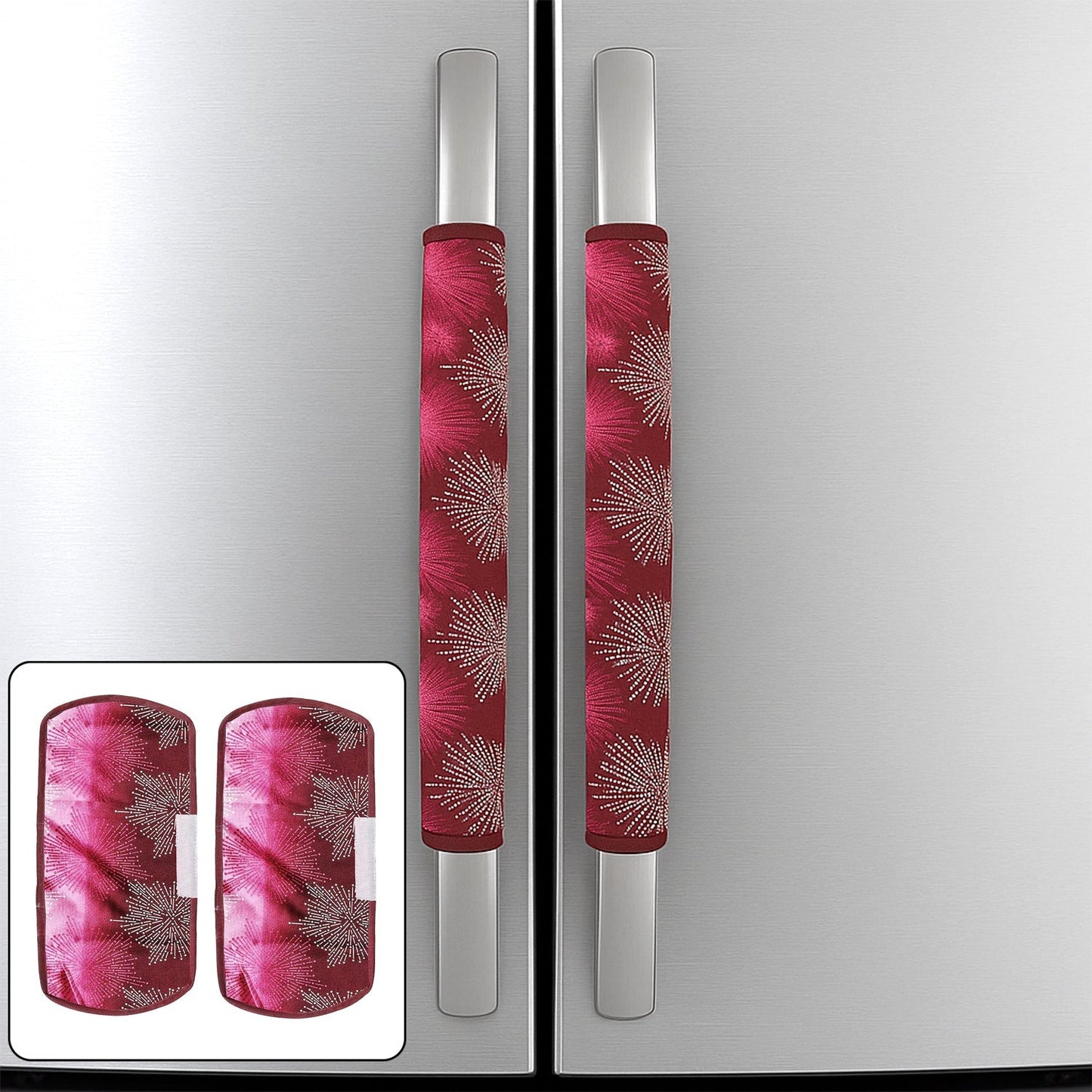 Fridge Cover Handle Cover Polyester High Material Cover For All Fridge Handle Use ( Set Of 2 Pcs ) Multi Design Your Brand