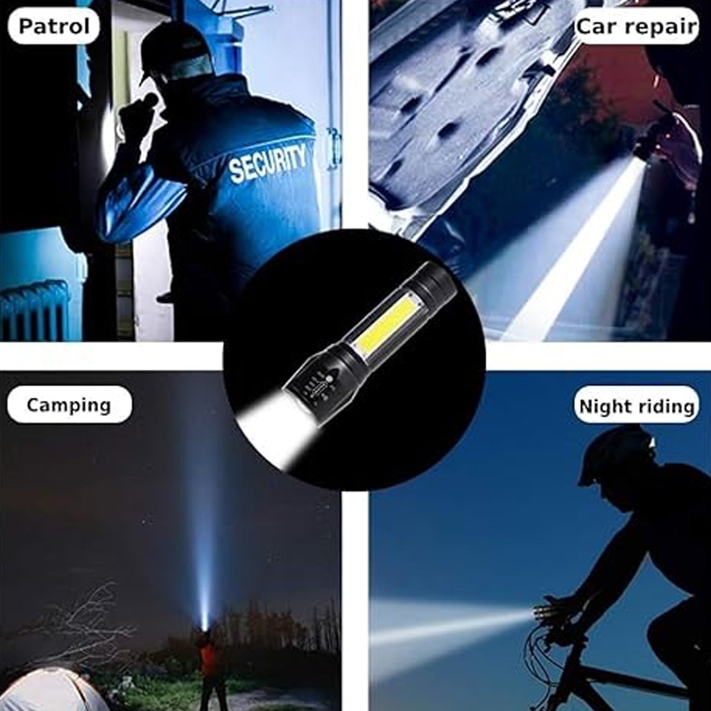 LED USB Rechargeable Mini Flashlight – Ultra-Bright Zoom & COB Side Lantern, Tactical Emergency Light Your Brand