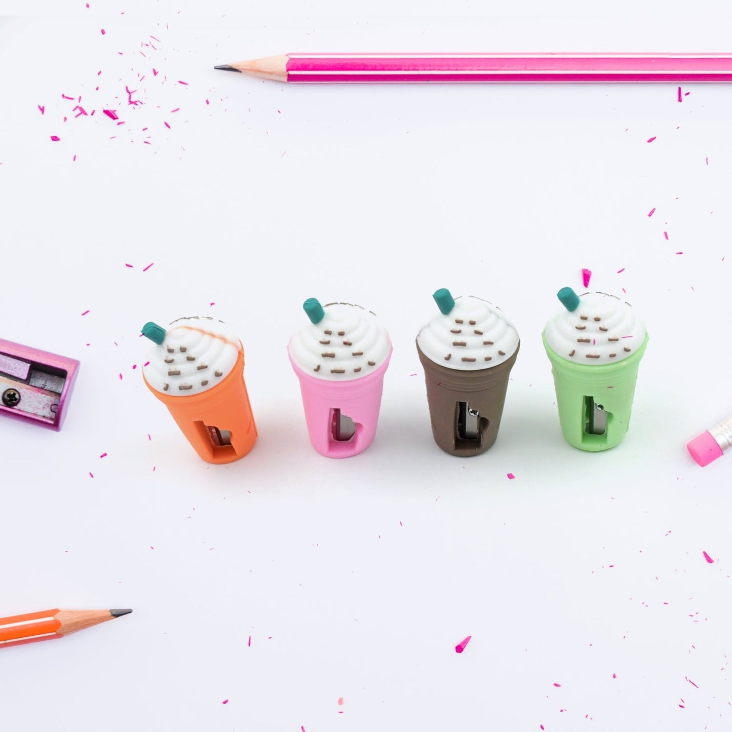 2In1 3D Cute Coffee Or Ice cream Shape sharpner Like Rotary Manual Pencil Sharpener for Kids Ice Cream Style Office School Supplies, Back to School Gift for Students,Kids Educational Stationary kit, B'Day Return Gift (24 Pcs Set) Your Brand