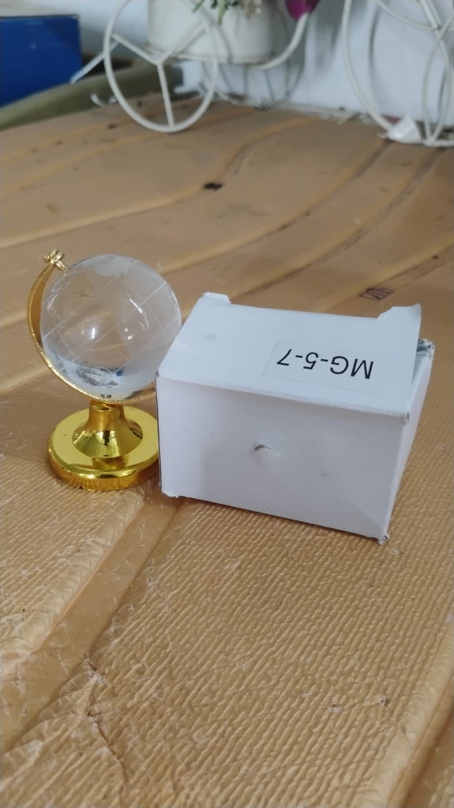 Small Crystal Globe Table Showpiece with Golden Stand (1 Pc) Your Brand
