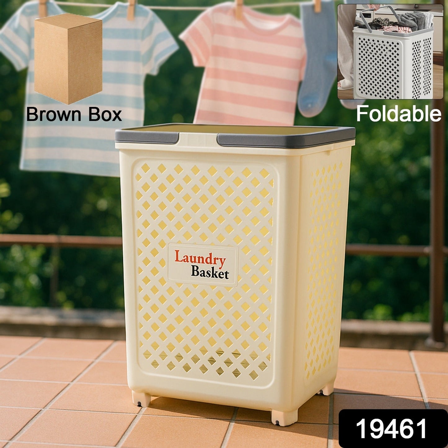 Large Foldable Laundry Basket with Wheels Your Brand