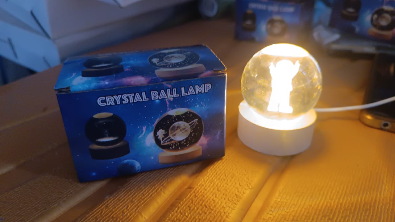 Moon 3D Crystal Ball Lamps with Base For Bedroom 3D Lamps (1 Pc) Your Brand