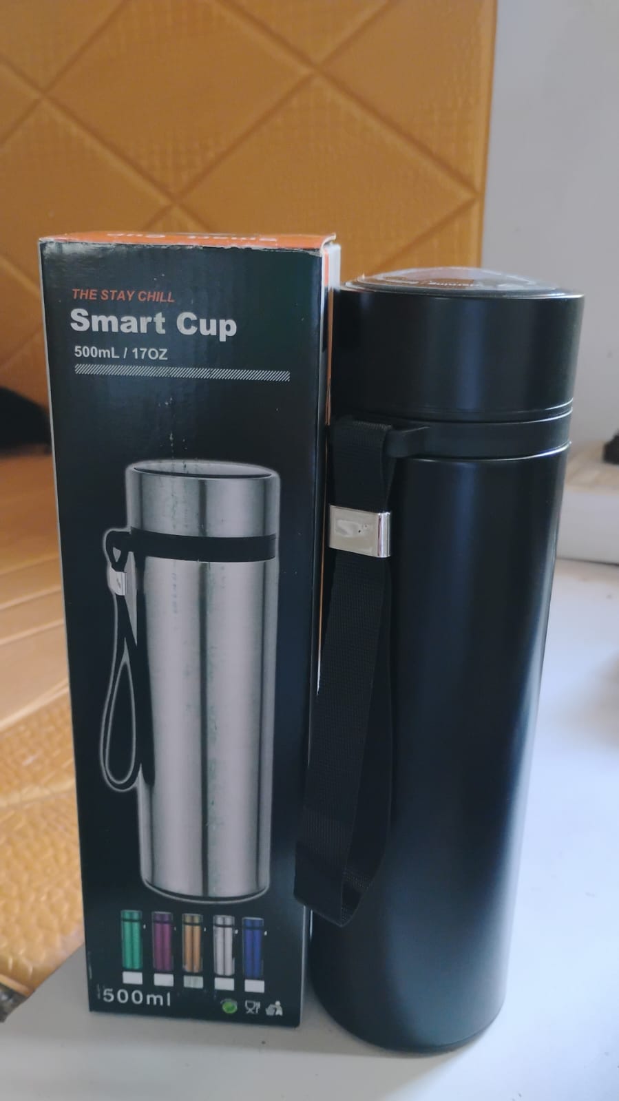 Double Wall Stainless Steel Water Bottle screen smart temperature display (500ml) Your Brand