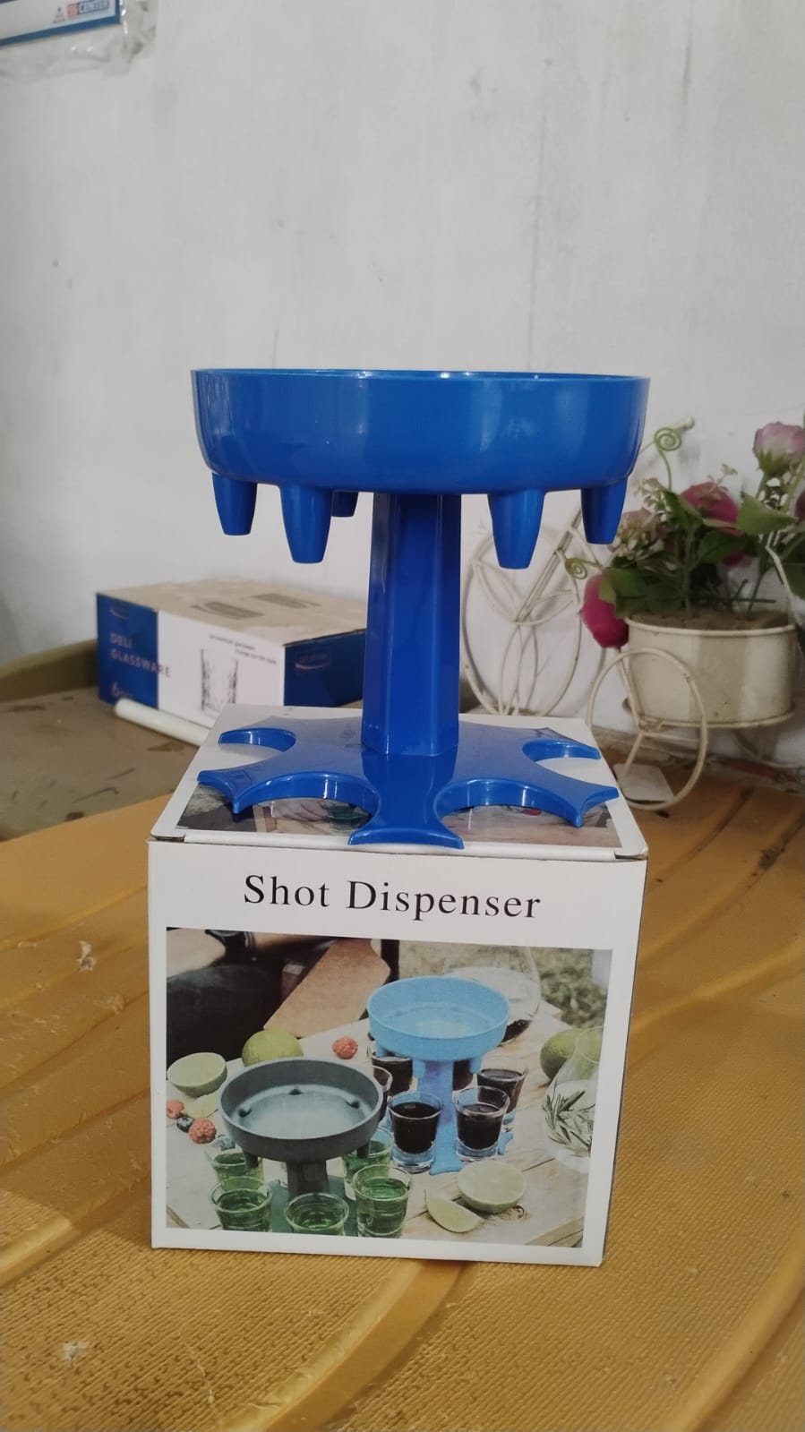 6-Way Plastic Shot Glass Dispenser with Holder Stand (1 Pc) Your Brand