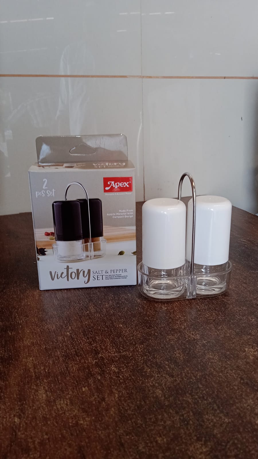 Apex Victory Salt & Pepper Dispenser Set – 2 Pcs Acrylic Seasoning Shaker Your Brand