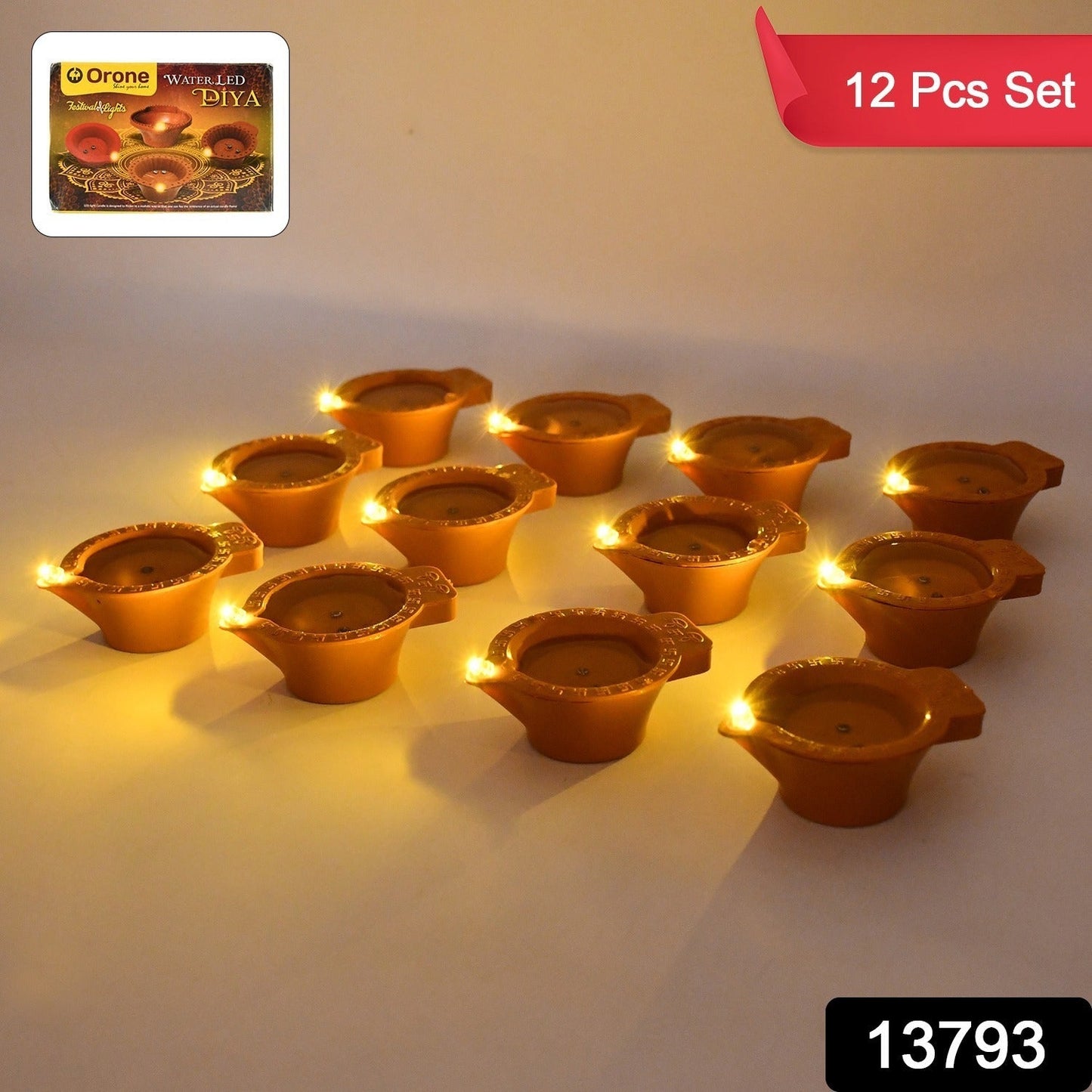 Flower Water Sensor Diyas for Diwali Decoration, Diwali (12 Pcs Set) Your Brand