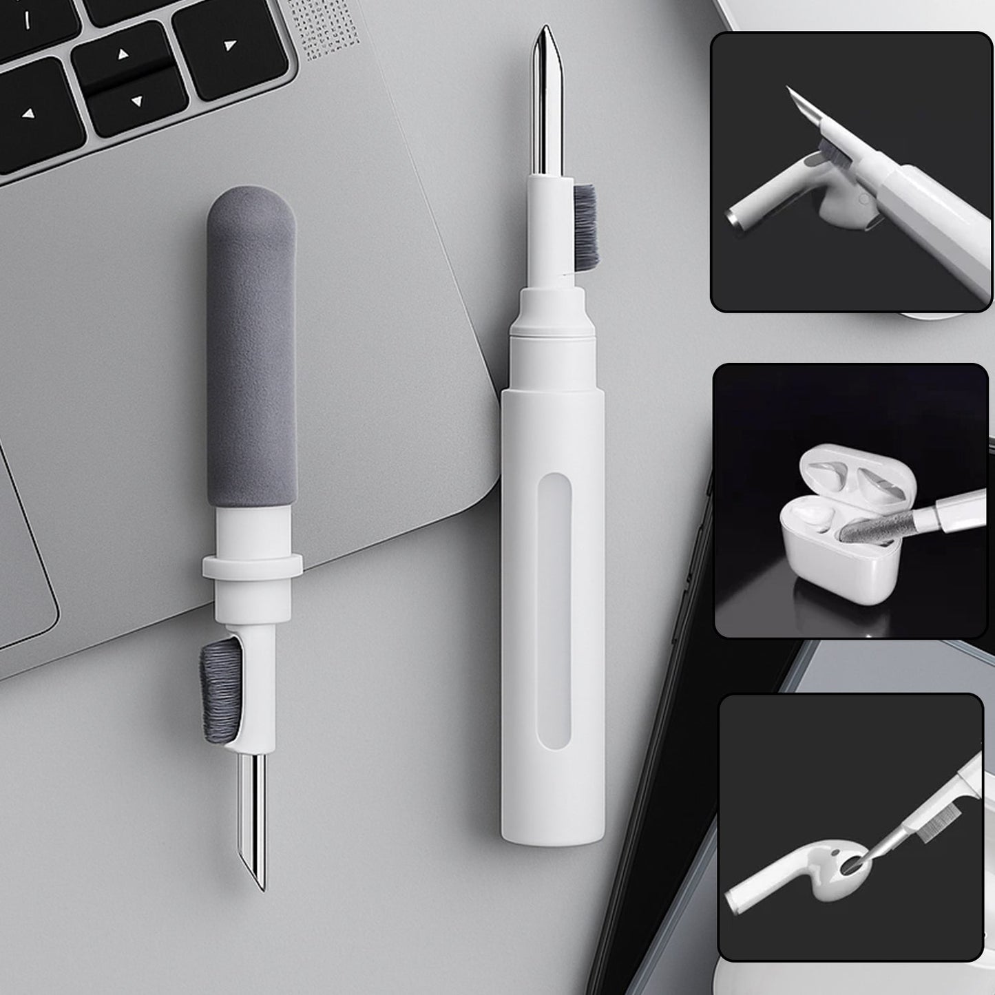 3 In 1 Earbuds Cleaning Pen For Cleaning Of Ear Buds And Ear Phones Easily Without Having Any Damage. Your Brand