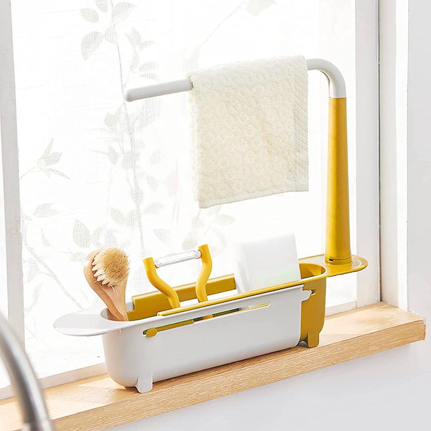 Telescopic Sink Storage Rack Material Kitchen Rag Rack Dishwashing Organizer Shelf Drain Basket Pp Under Sink Organizers ( Mic Color 1 Pc) Your Brand