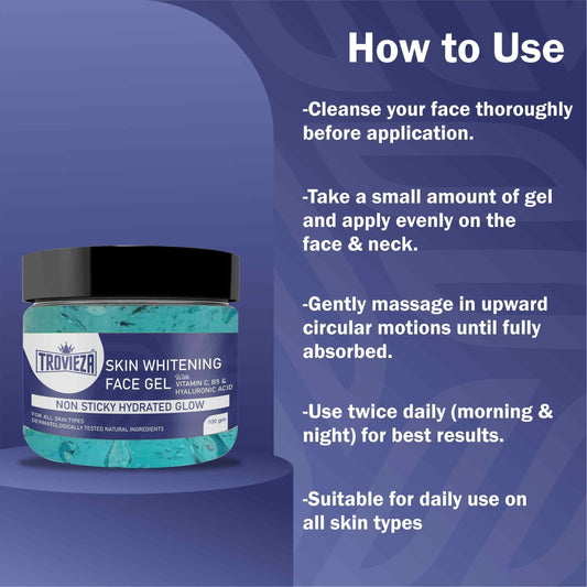 Trovieza Skin Whitening & Brightening Face Gel for Hydrated natural Glow, with Vitamin C, B5 & Hyaluronic, Non sticky, for all skin type, 100gm 8feb97-4