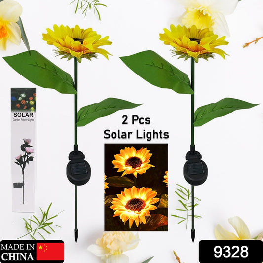2 Pc Outdoor Solar Sunflower Lights Intelligent Light Control Waterproof Garden Landscape Stake Light Your Brand