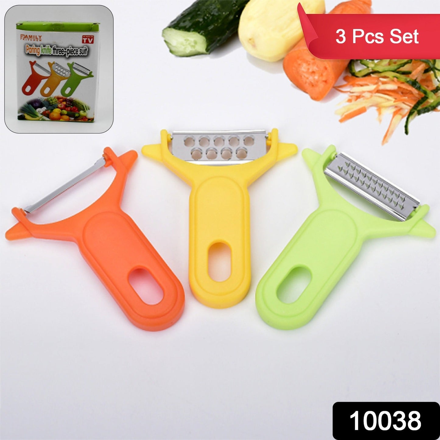 Peeler Slicers Shredders for Fruits and Vegetables, Cutter, Grater Kitchen Helper, Potato Fruits Peeler, Stainless Steel Sharp Blade with Non-Slip Handle (3 Pcs Set) Your Brand